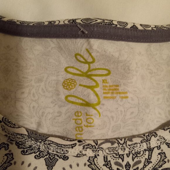 Made for Life XL Long Sleeve Cotton Shirt Women Black/White Design - Picture 2 of 7